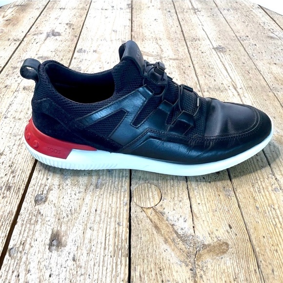 TOD’S No Code Black Leather & Suede Men Athletic Slip On Sneaker US10.5 UK9 - Picture 2 of 16